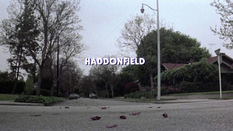a street in Haddonfield fictional location of Halloween movies