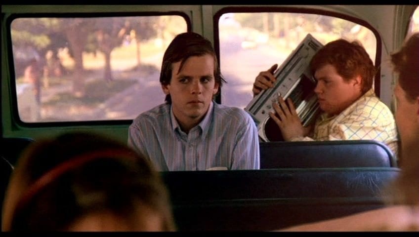 Jesse (Mark Patton) rides the school bus from Hell in A Nightmare on Elm Street Part 2: Freddy's Revenge.