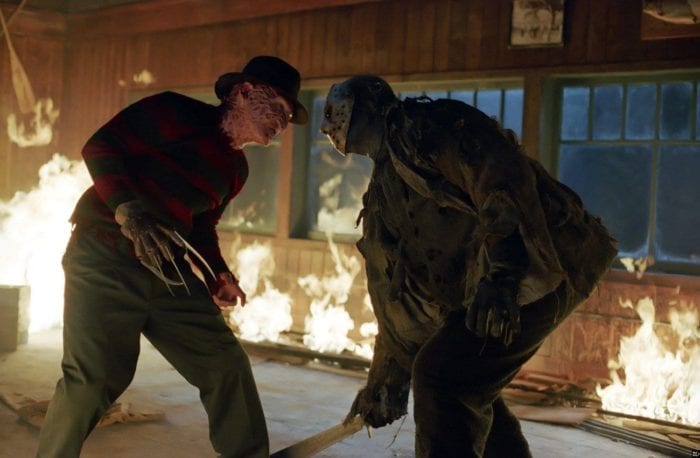 Freddy Vs Jason face off in a burning room