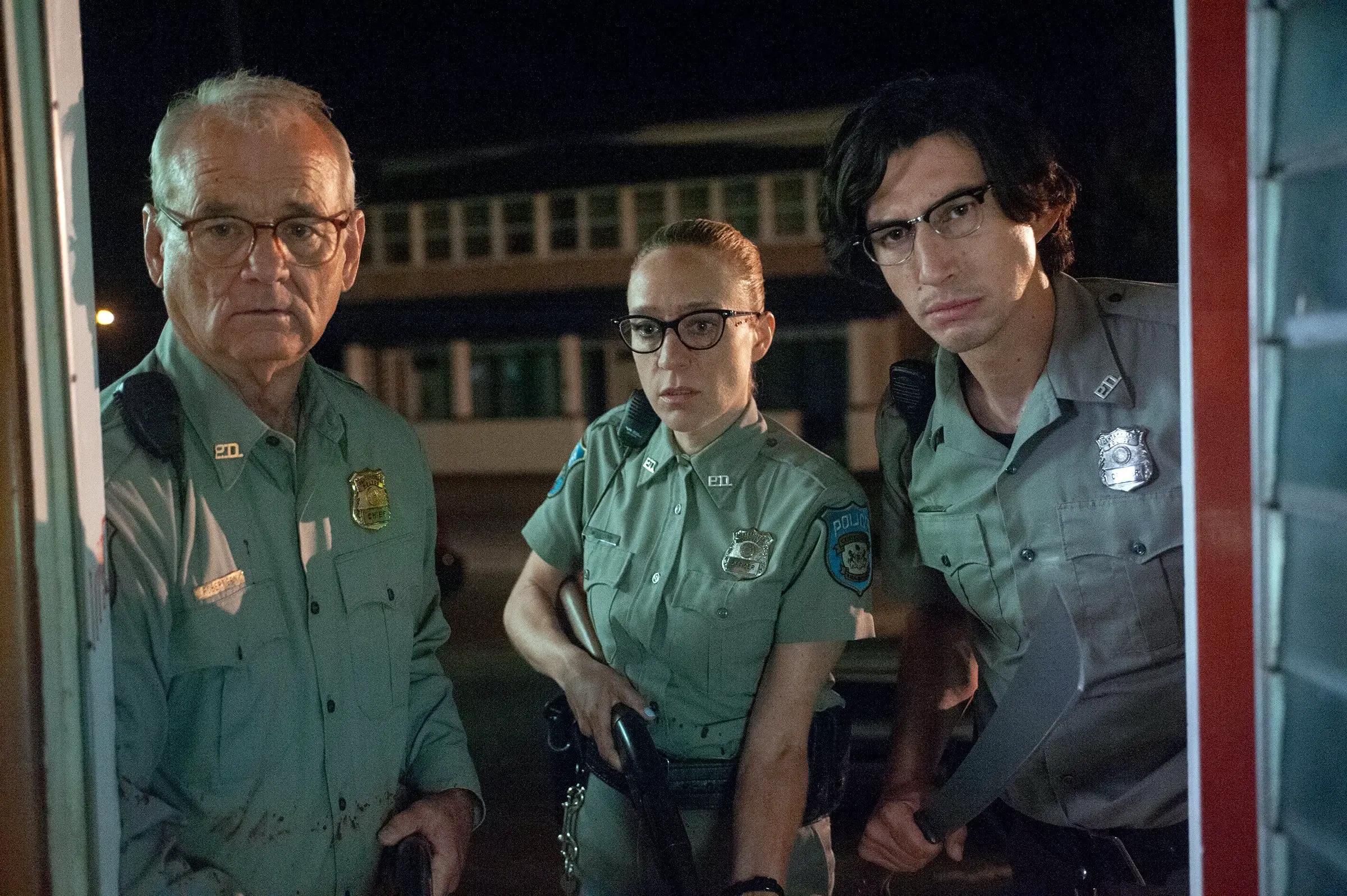 (L to R) Bill Murray as "Officer Cliff Robertson", Chloë Sevigny as "Officer Minerva Morrison" and Adam Driver as "Officer Ronald Peterson" in writer/director Jim Jarmusch's THE DEAD DON'T DIE