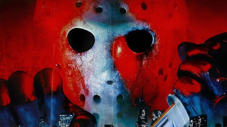 Jason hovering over the New York skyline in Friday the 13th Part VIII: Jason Takes Manhattan.