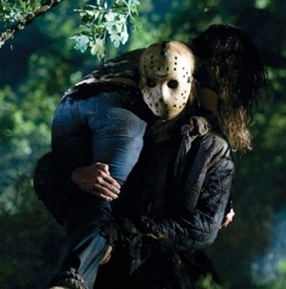 Jason Voorhees carrying a dead body
