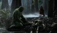 Swamp Thing looks at Holland's skeleton