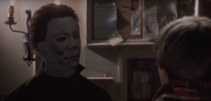 A shot from a scene where Micheal's mask expression is completely different.