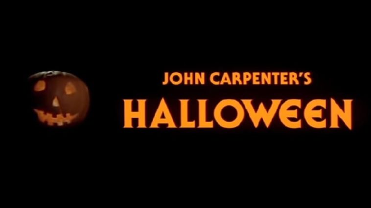 The Halloween title card "John Carpenter's Halloween" with a pumpkin to the left.