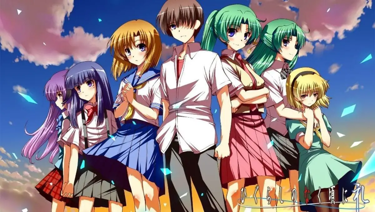 Higurashi When They Cry title image shows all the characters lined up
