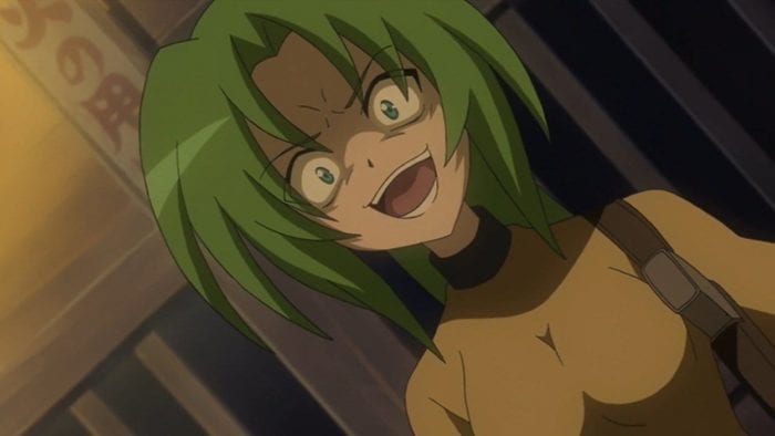Mion Sonozaki smiles and laughs evilly