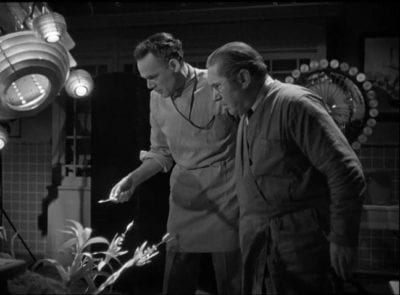 Two scientists in a Universal Classic Monsters movie