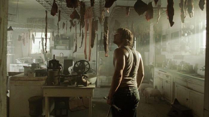 Andy admiring the decorations, from the 2003 remake The Texas Chainsaw Massacre.