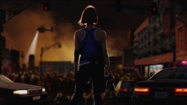 Jill Valentine surveys Raccoon City in shambles. Concept art unlocked through in game progress.
