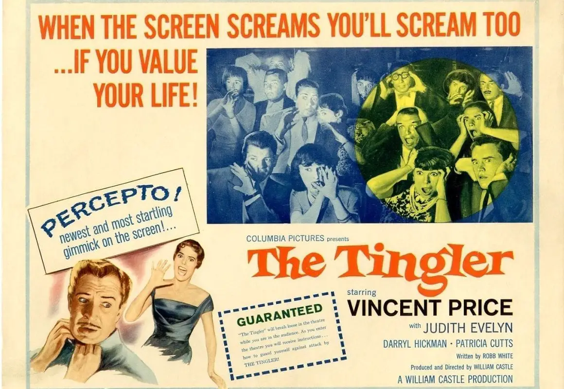 Advertisement for The Tingler with gimmicky promotional material.