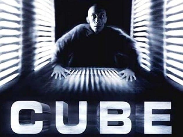 Theatrical release poster with image of man looking into ventilation system.