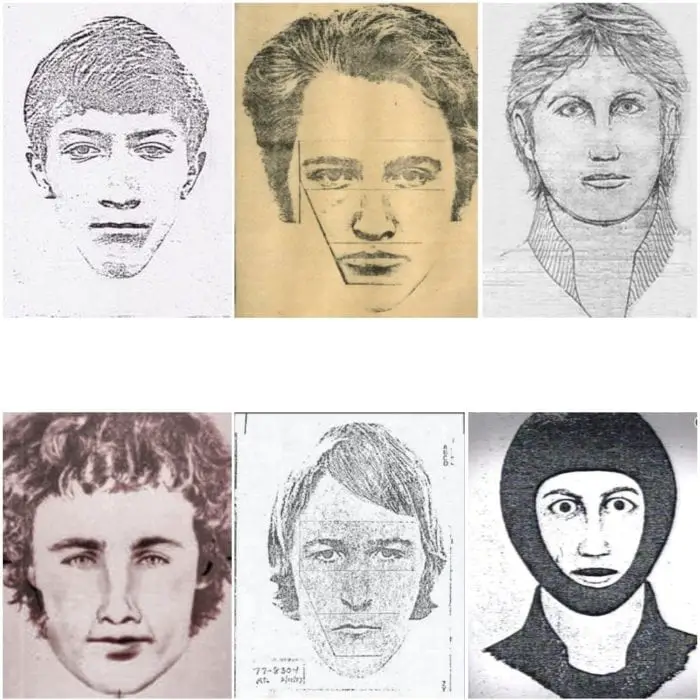 a six man array of police sketches