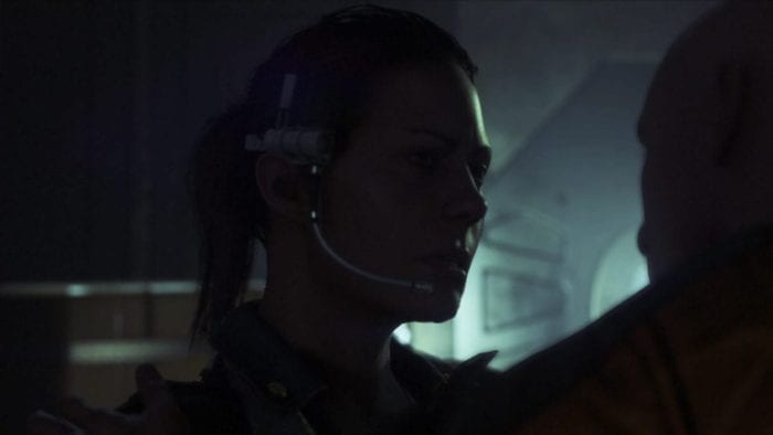 Amanda Ripley wearing a headset