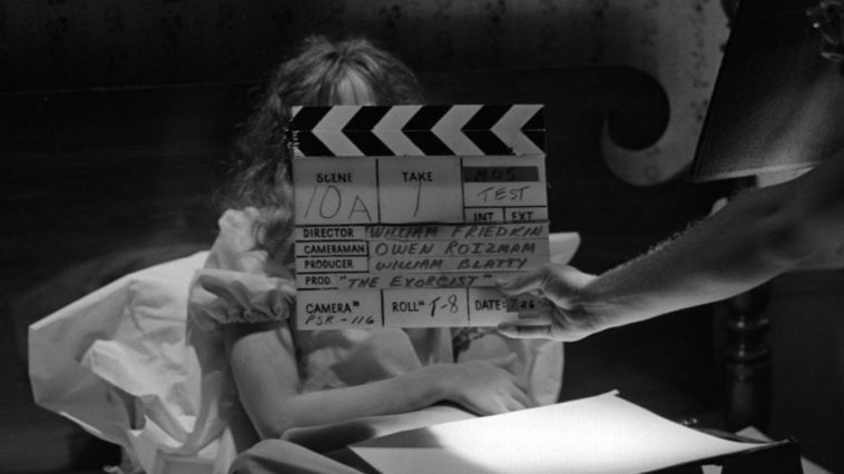 Clapper board for a take on The Exorcist set