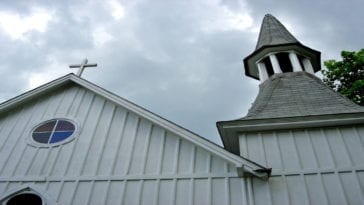 A close up shot of the St Philips Episcopal Church in the town where the murders happened.