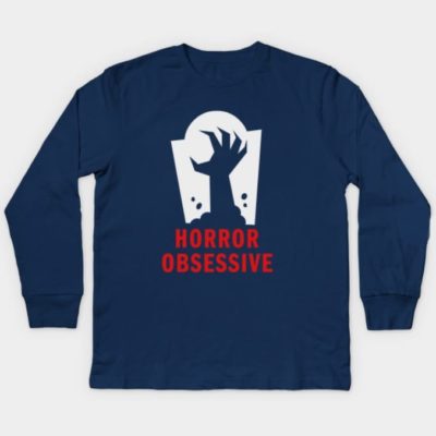 Kid-sized long-sleeve tee shirt with Horror Obsessive logo
