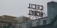 A shot of the Cecil Hotel sign This was the place where Elisa Lam was staying before she vanished.