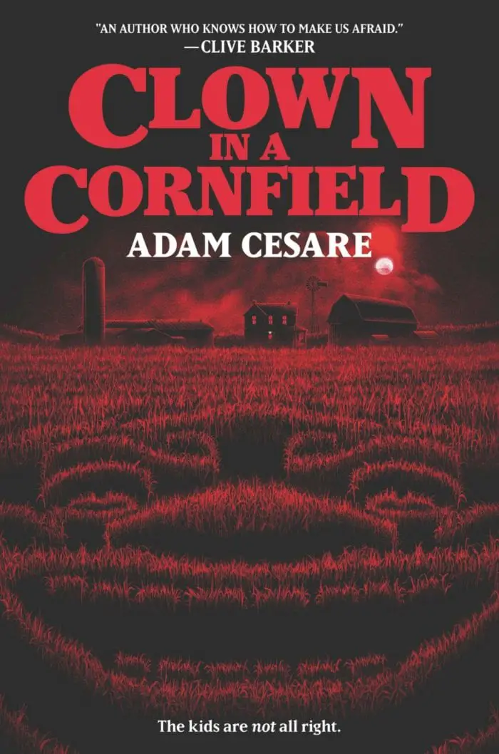 adam cesare clown in a cornfield