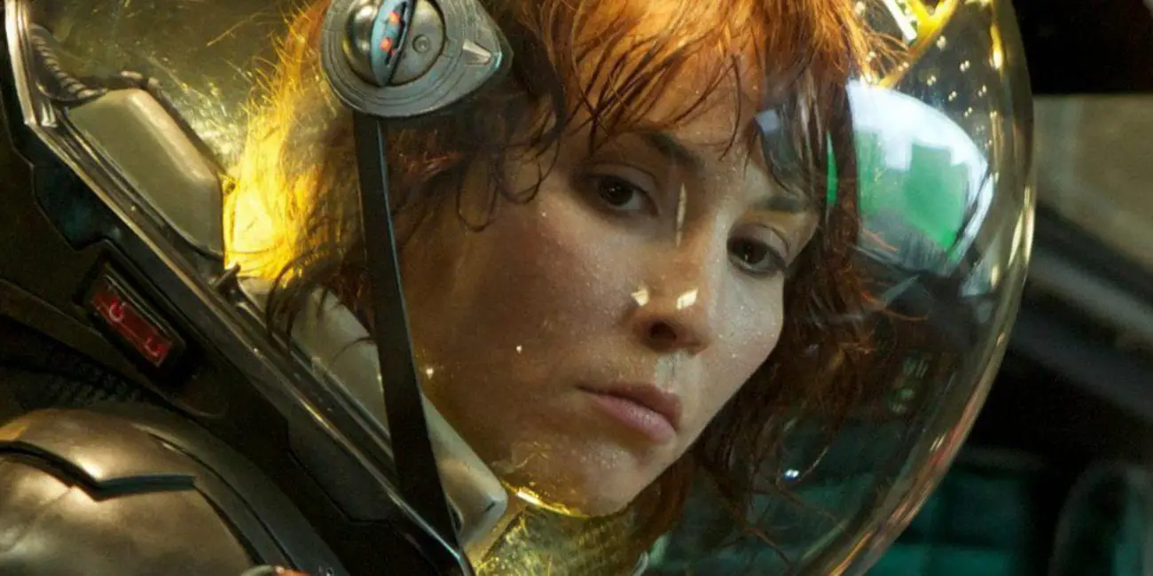Dr. Elizabeth Shaw in a spacesuit in the film, Prometheus.