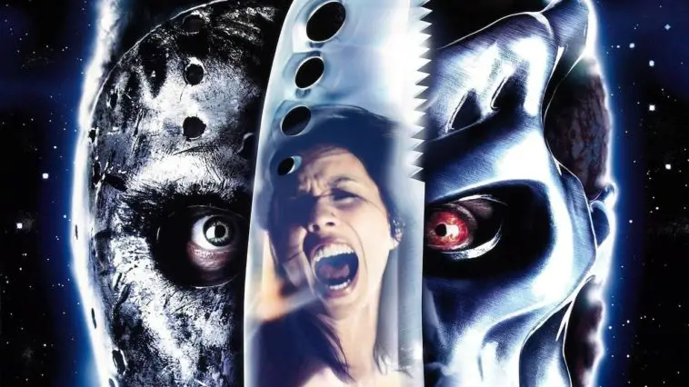 The poster for Jason X, showing Jason Voorhees, the film's female lead and Über Jason.
