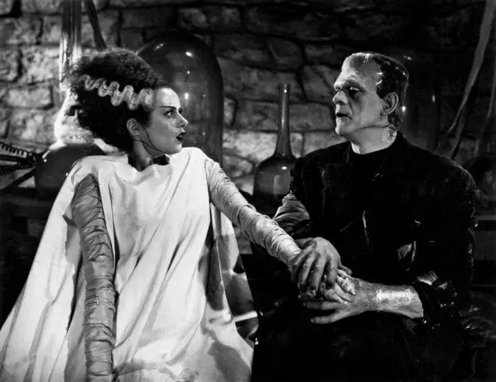 Frankenstein trying to woo his bride
