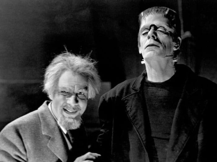 Frankenstein standing next to Dr. Edelmann