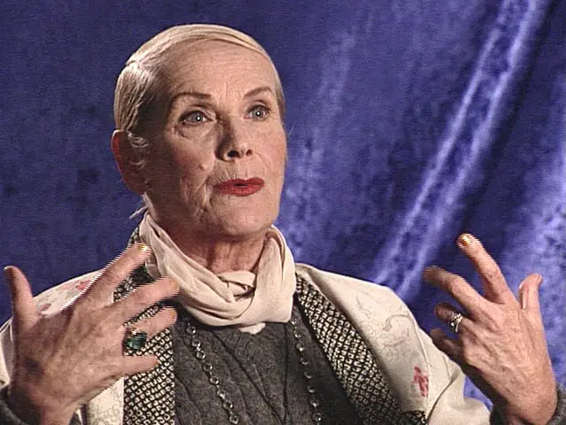 Maila Nurmi in 2001 being interviewed on the documentary Schlock! The Secret History of American Movies