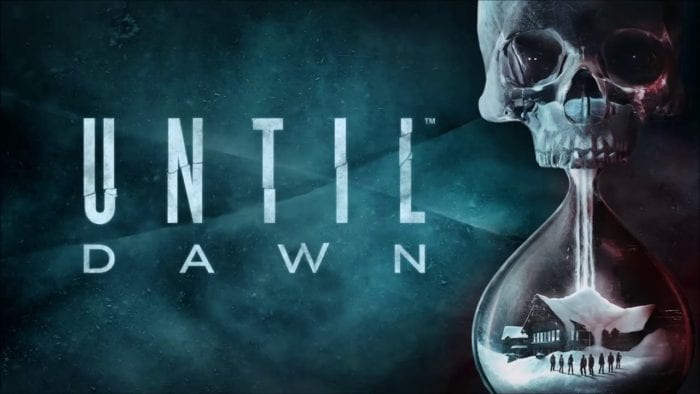 Until Dawn cover art, a skull drips snow onto Josh's mansion