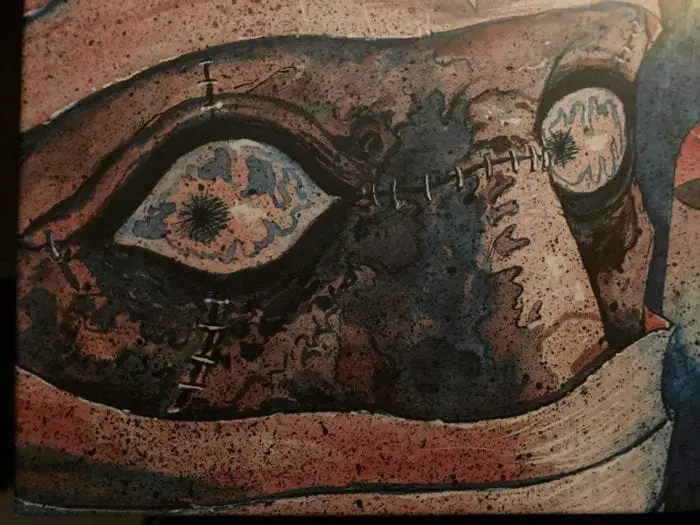Close up shot of Frankenstein's monster's eyes