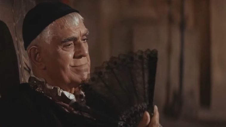 Boris Karloff fanning himself in The Raven