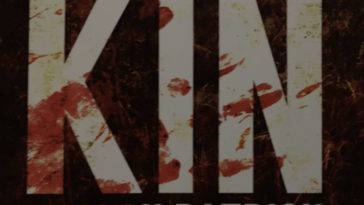 Kin title, with KEalan PAtrick Burke's name under it. The words are blood stained