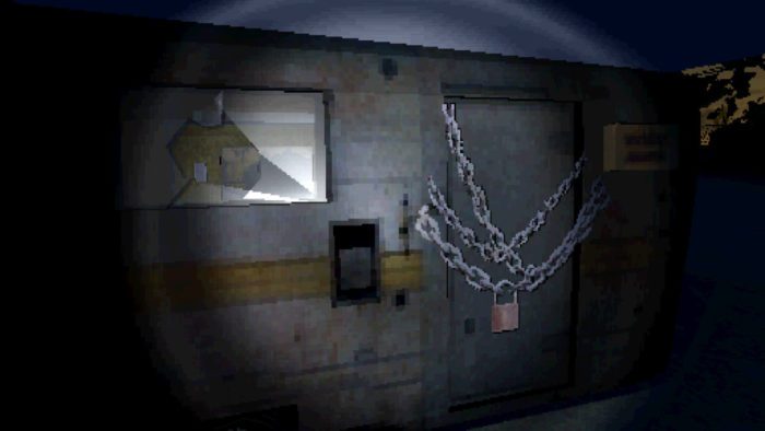 A chained up door in a bunker in Sagebrush