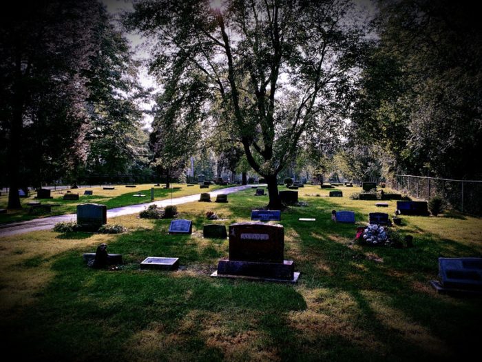 Gravestones spread across White Cemetery