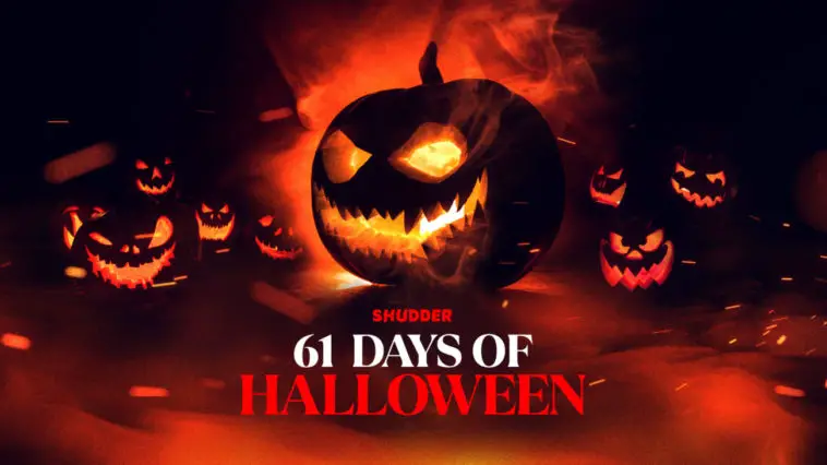 promotional image for Shudder's 61 days of halloween, fearing a menacing jack-o-lantern