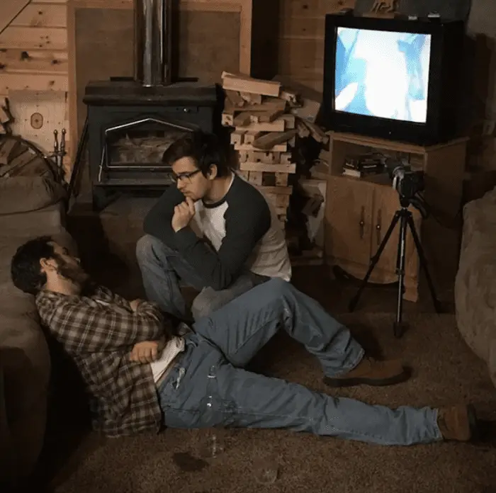 Aaron Bartuska on the set of For Roger with his lead actor Michael Andrusiewicz