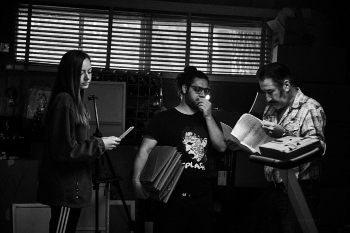 Savvas Christou, writer and director of Captive, working with Tori Kostic (Lily) and William Kircher (Evan)