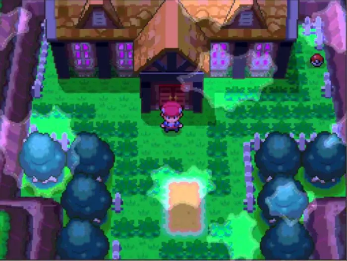 The player character in Pokemon Platinum stands outside the Old Cheateau
