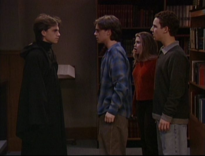 Shawn unmasks the killer as himself and stands in shock with Cory and Topanga.