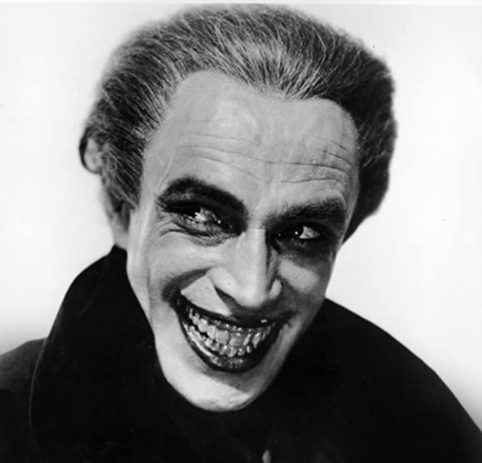 German silent film star Conrad Viedt with his toothy grin from 'The Man Who Laughs."