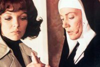 Sister Albana (Eileen Atkins) understands that Lucy's (Joan Collins) baby is possessed