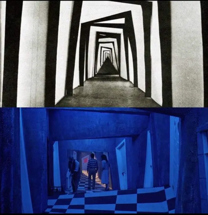 Comparison of similiar set elements in Cabinet of Dr. Caligari and Beetlejuice.