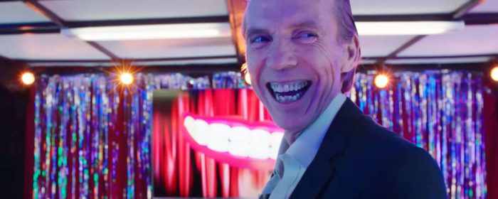 Mr. Big (Richard Brake) smiles with glee knowing what pain and torture he is going to release on the town