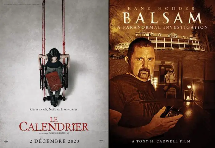 The posters for The Advent Calendar and Balsam: A Paranormal Investigation