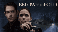 David and Lisa (holding a camera) are overlaid on a photo of a dark house