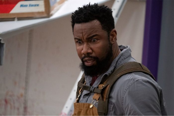 Michael Jai White looks bewildered and terrified in Black Friday