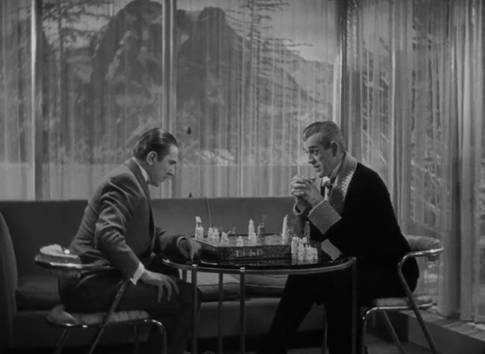 Karloff and Lugosi playing chess