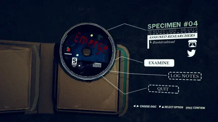 an animated cd in a zipcase, displaying game information