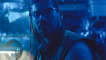Arthur is shown with broken glasses under a blue light in Mother/Android