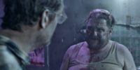 Dave (left) speaks to Jacki (Right_ who is covered in blood.